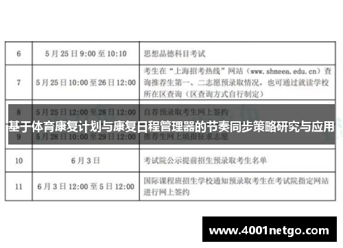 基于体育康复计划与康复日程管理器的节奏同步策略研究与应用